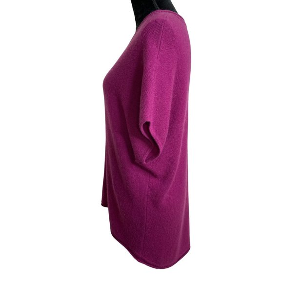 Neiman Marcus Womens Magenta Cashmere Short Sleeve Sweater Size XS Old Money - Picture 2 of 10